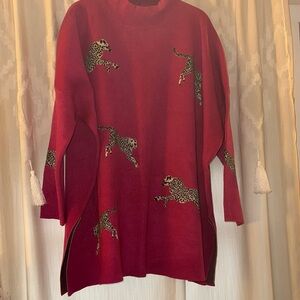 Pink Sweater with Leopard Print